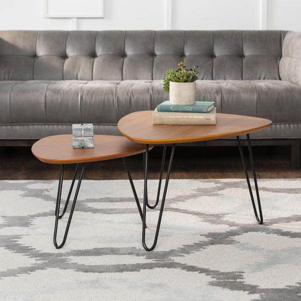 Manor Park Nesting Living Lounge Drawing Room Centre Side Hairpin Table (Set of 2) - waseeh.com