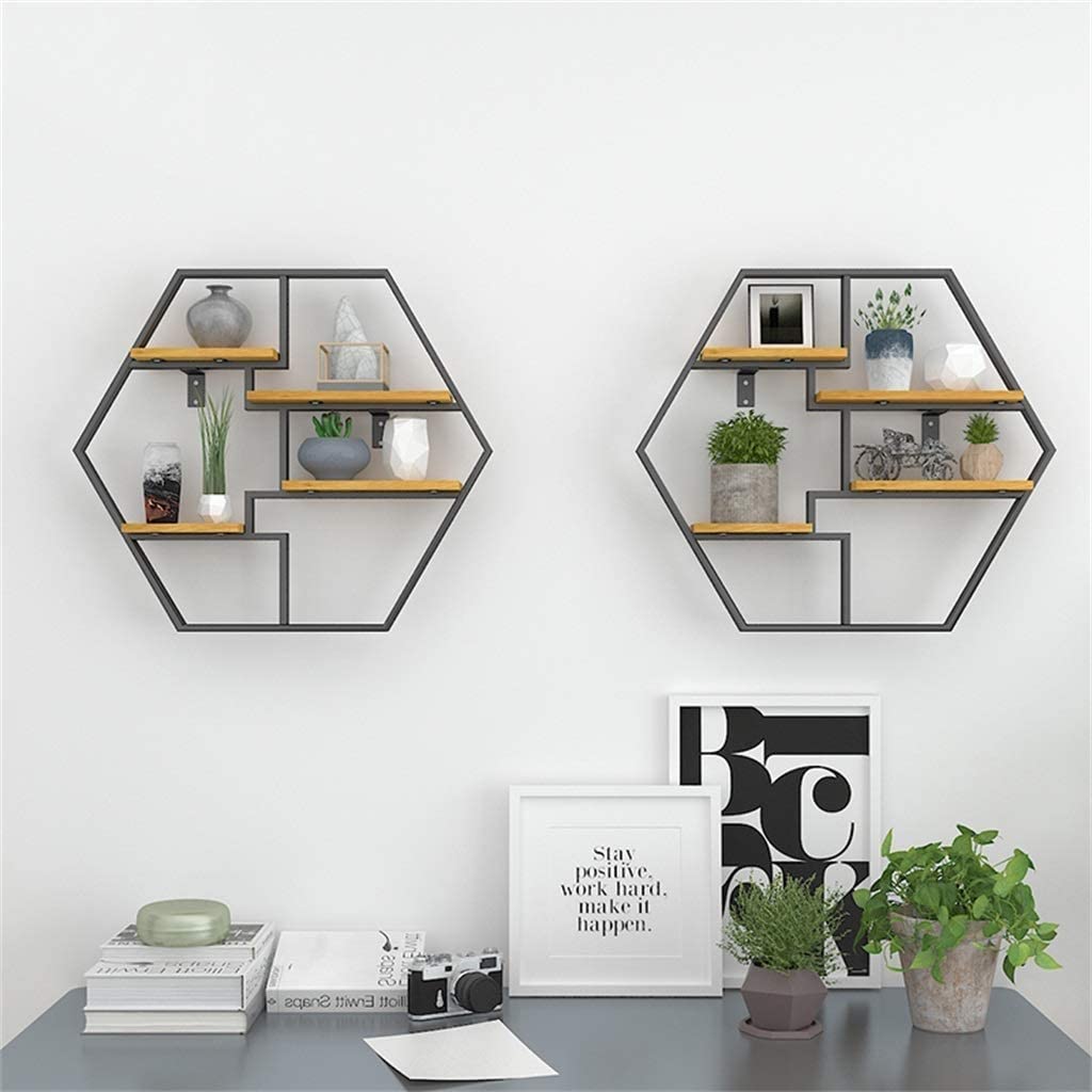 Étagère Wall Solid Wood Living Lounge Drawing Room Metal Floating Organizer Shelve Decor - waseeh.com