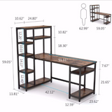 Reversible Hutch Home Office Workstation Bookcase Writing Organizer Desk Table - waseeh.com