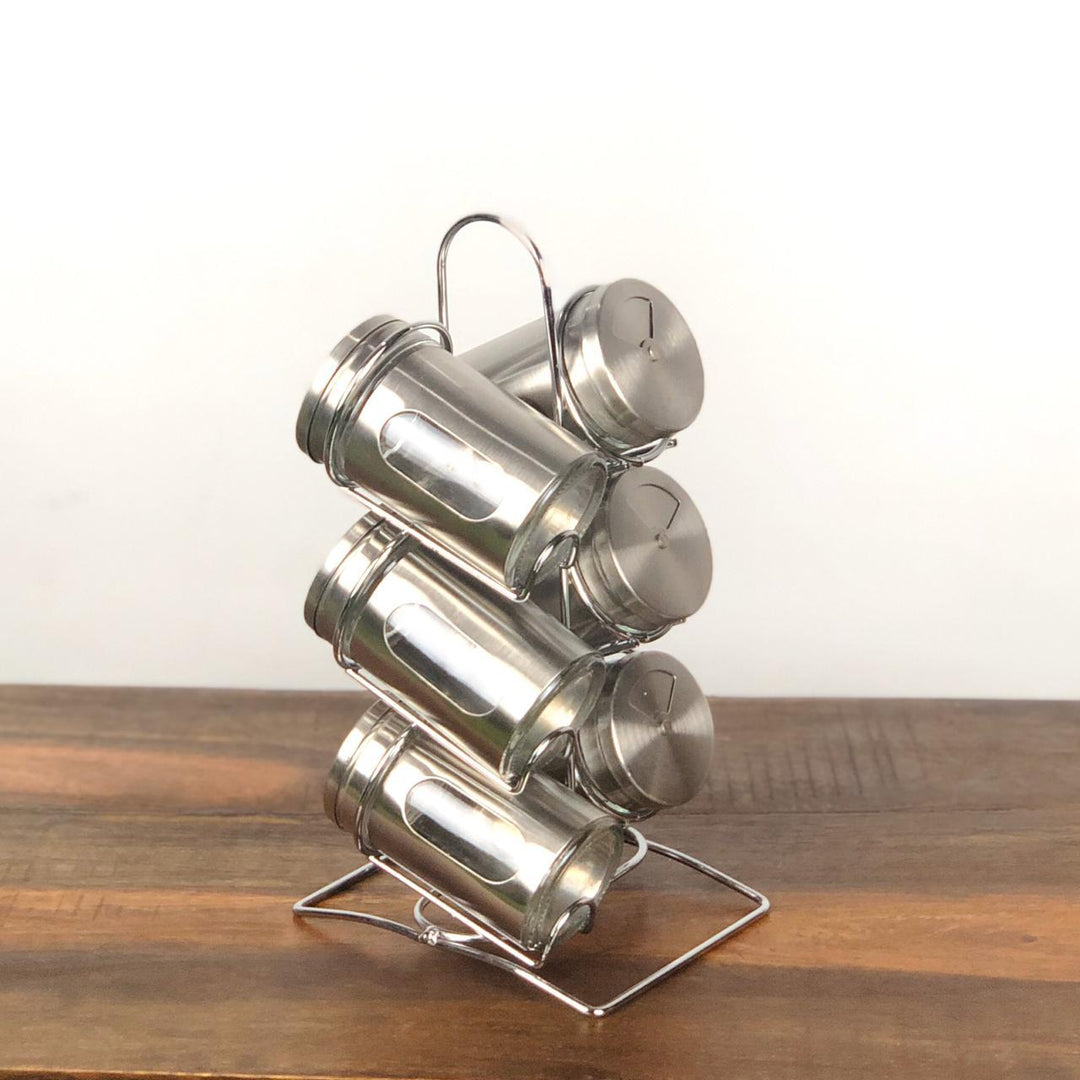 6pcs stainless steel spice jar -silver | kitchen item | Waseeh Pakistan