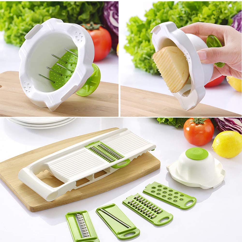 7Pcs Set Durable Multi-use Vegetable Slicer Stainless Steel Cutter Grater Kitchen Gadget Carrot Potato Cutter | kitchen item | Waseeh Pakistan
