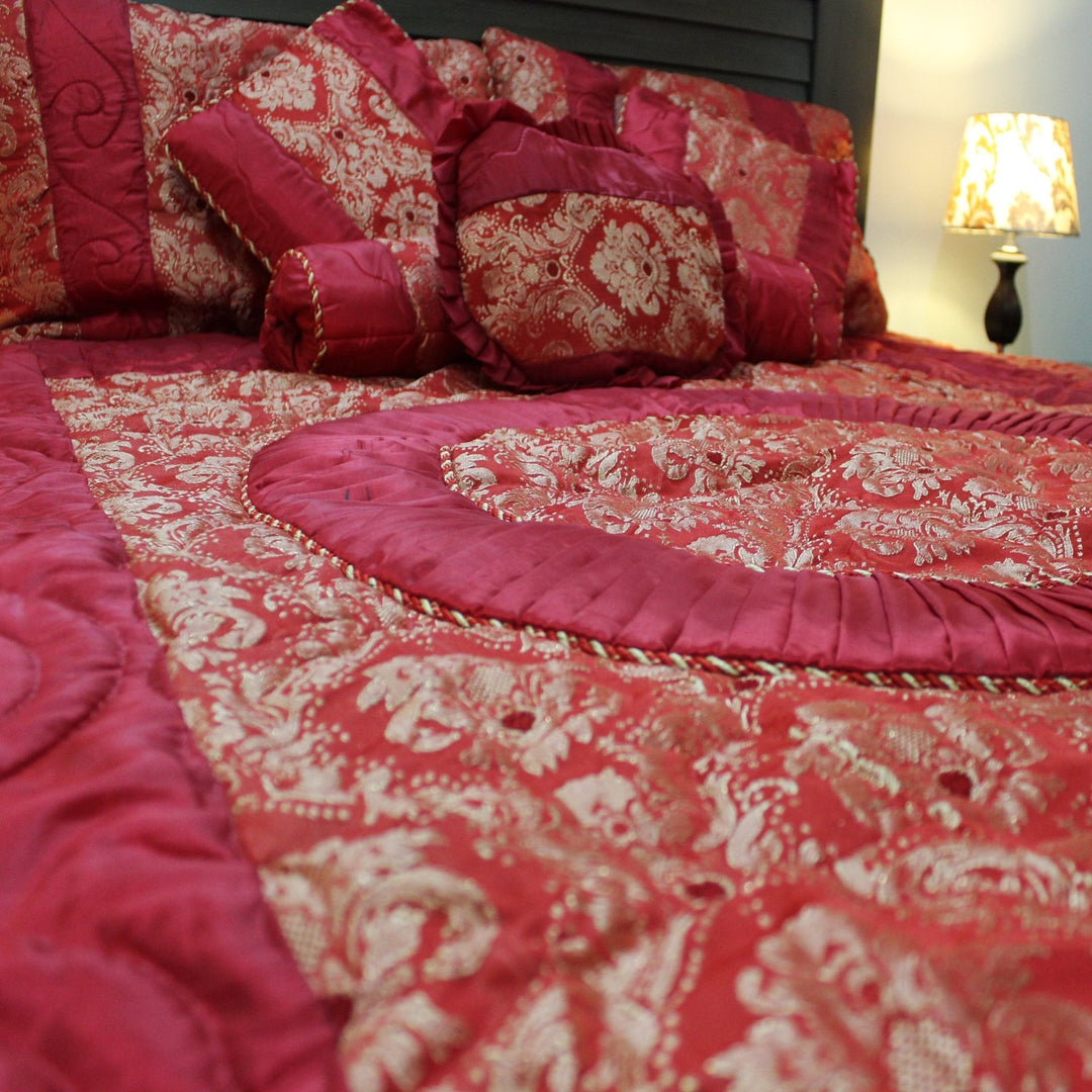 8 Pieces Fancy Bridal Set in Jamawar &amp; Tavta Fabric | Home Décor | Waseeh Pakistan
