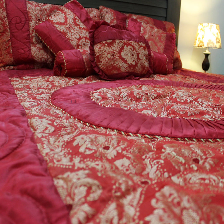 8 Pieces Fancy Bridal Set in Jamawar &amp; Tavta Fabric | Home Décor | Waseeh Pakistan