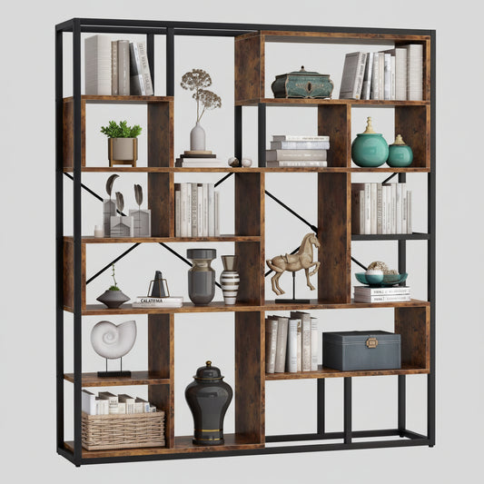 Staggered Living Room Bookcase Organizer Storage Rack Decor - waseeh.com