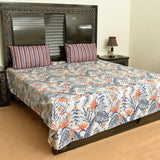 Palm Leaves cotton bed sheet with 2 pillow cases - waseeh.com