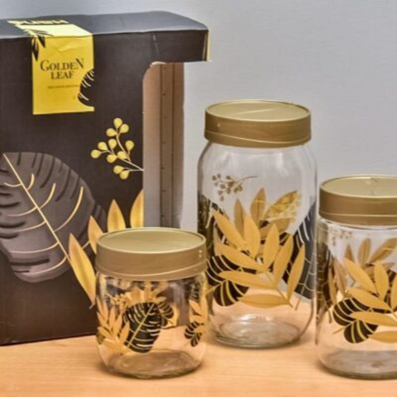 Hane Jar Set (Golden Leaf 3 piece) - waseeh.com