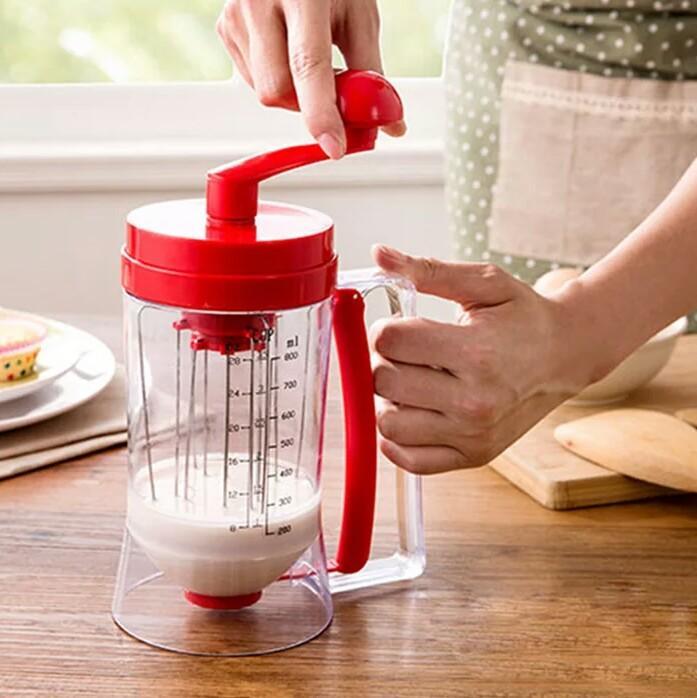 Bakeware 3-in-1 Manual Mixer Batter Dispenser for Cupcakes Muffin Cake Waffles Pancake Machine with Measurement Cookie Tools 010 - waseeh.com
