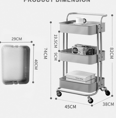 Nude Trolley Storage Basket (3-Tier) - waseeh.com