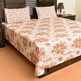 Elegant floral cotton bed sheet with 2 pillow case - waseeh.com