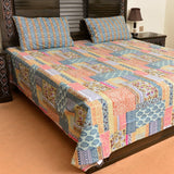 Zigzag burst cotton bed sheet with 2 pillow cases - waseeh.com