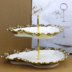 Heart shaped golden borders cupcake plate - waseeh.com