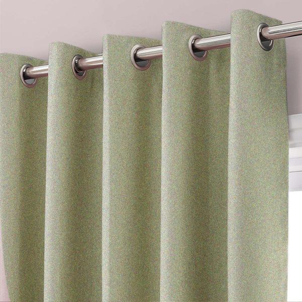 Ready Made Cotton Duck Plain Curtains with Lining & Stainless Steel Eyelet 8 Feet Length - waseeh.com