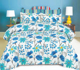 Blue Flower Cotton Bed Sheet - waseeh.com