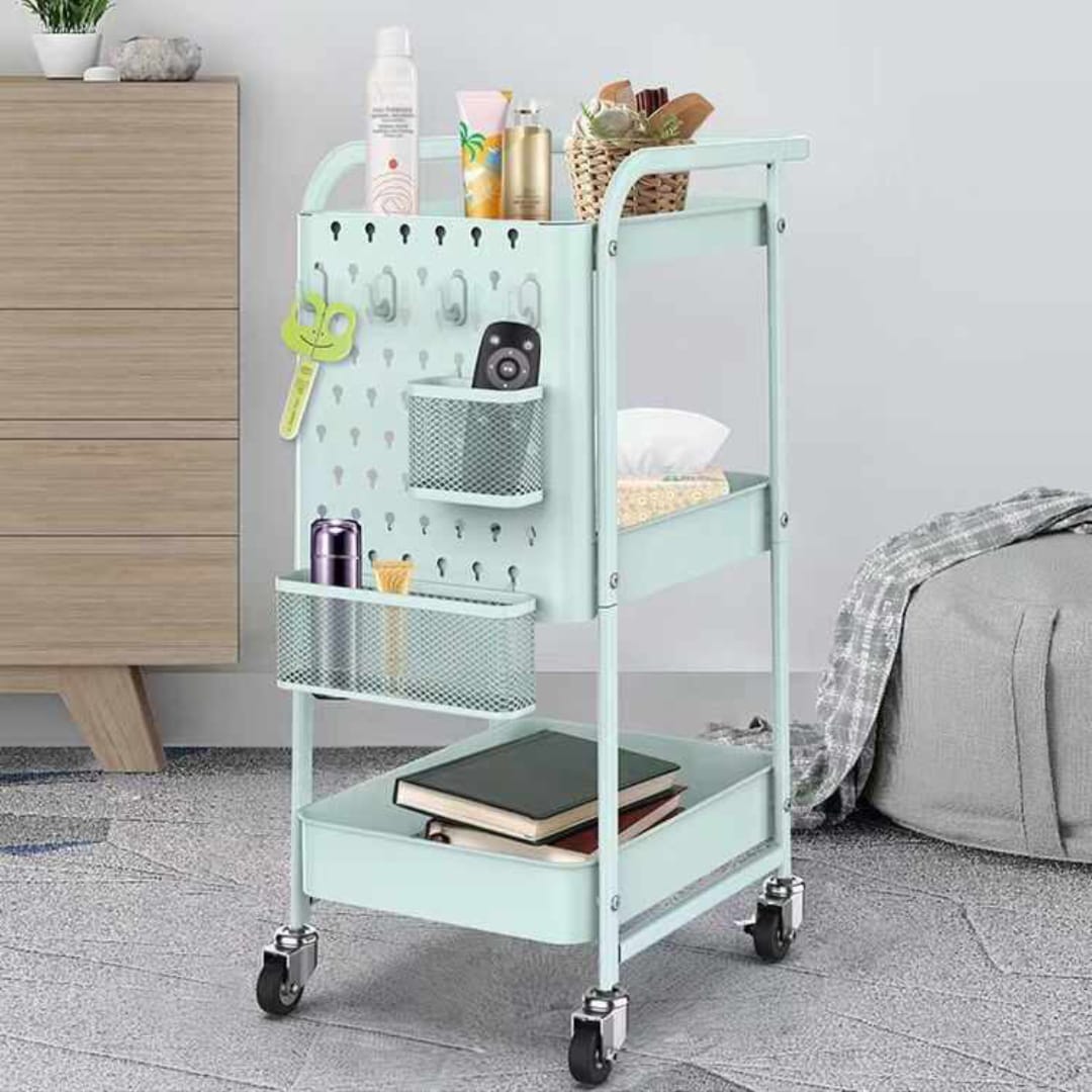 Rolling Utility Kitchen Cart Trolley (3-Tier) - waseeh.com