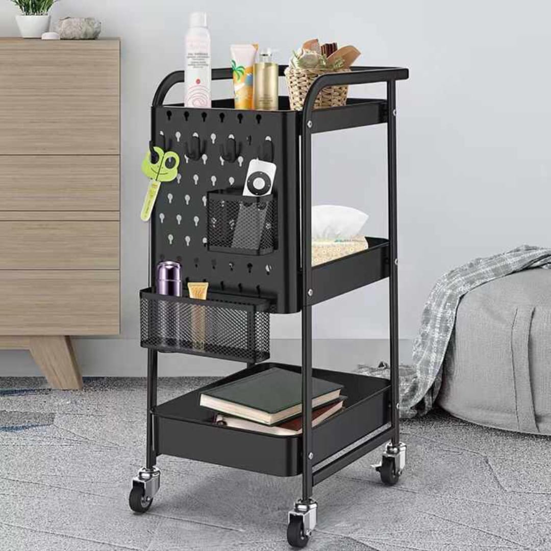 Rolling Utility Kitchen Cart Trolley (3-Tier) - waseeh.com