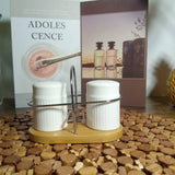 Imperial Ceramic Salt and Pepper Set With Bamboo Base - waseeh.com