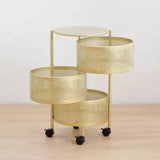 Parfait Rotating Basket Trolley (Golden Round) - waseeh.com