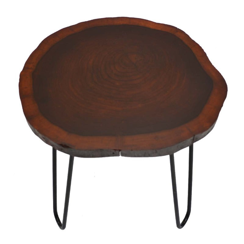 Billet Wooden Log Hairpin Bedside Centre Lounge Table - waseeh.com