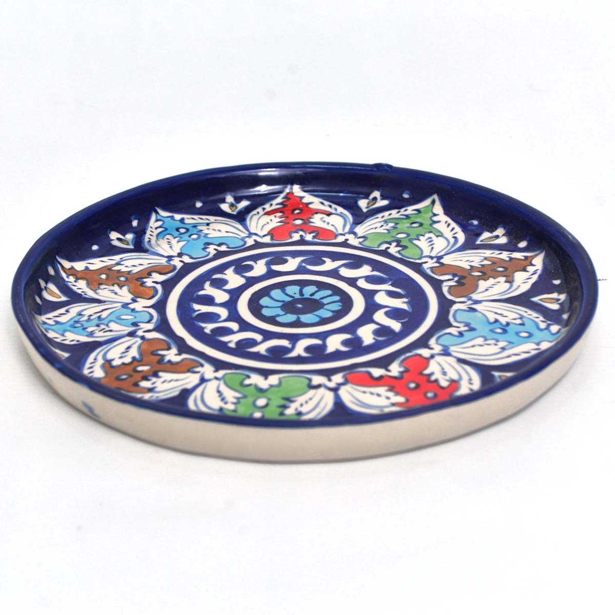 Wall Art Round Dish-Blue pottery - waseeh.com