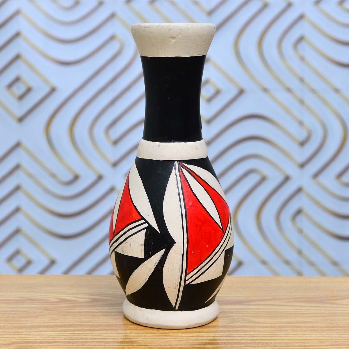 Fine Printed Vase - Intricate - Earthen Pot - waseeh.com