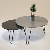 Tatami Contrasted Living Lounge Drawing Room Round Hairpin Centre Tables (Set of 2) - waseeh.com