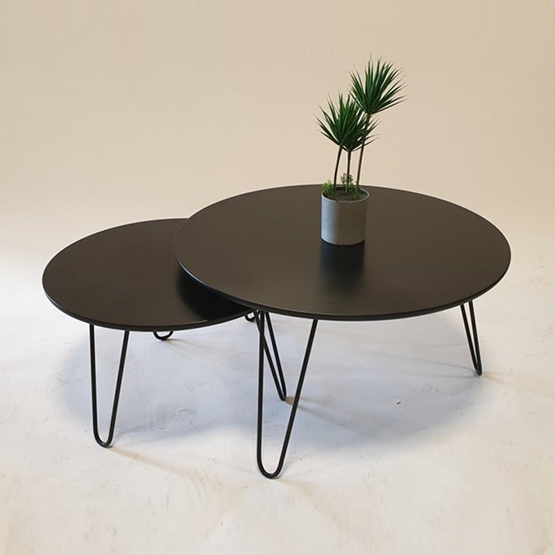 Tatami Round Living Lounge Center Side Hairpin Tables (Single Black) - waseeh.com