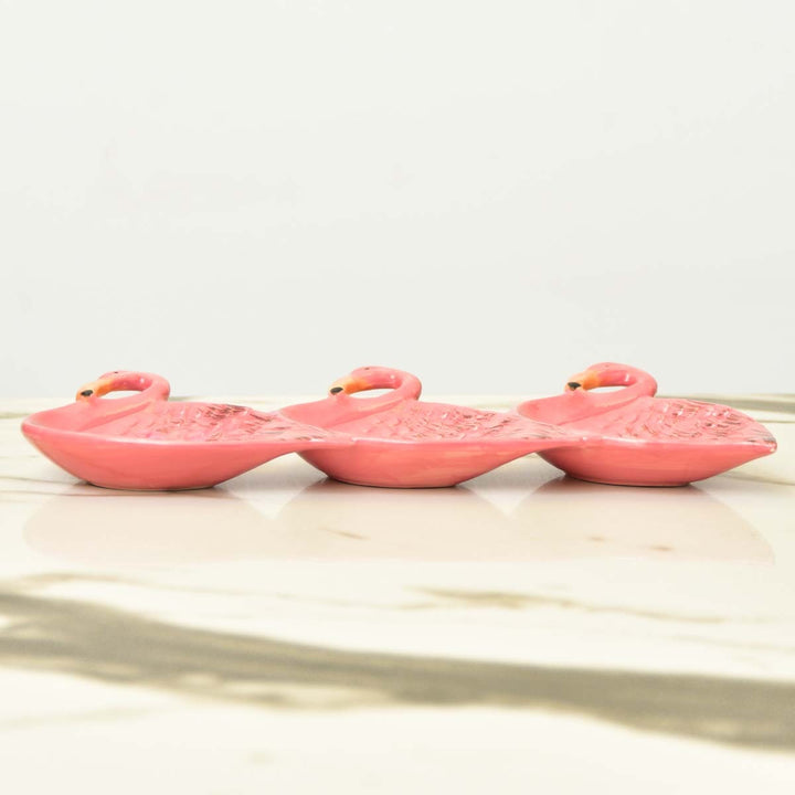 Triple Flamingo Ceramic Tray - waseeh.com