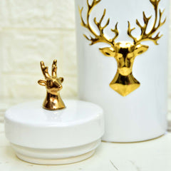 Deer White Ceramic Airtight Jar - waseeh.com