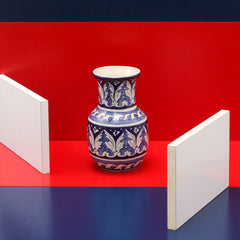 Fantasy Neck Felicity Vase-Blue pottery - waseeh.com