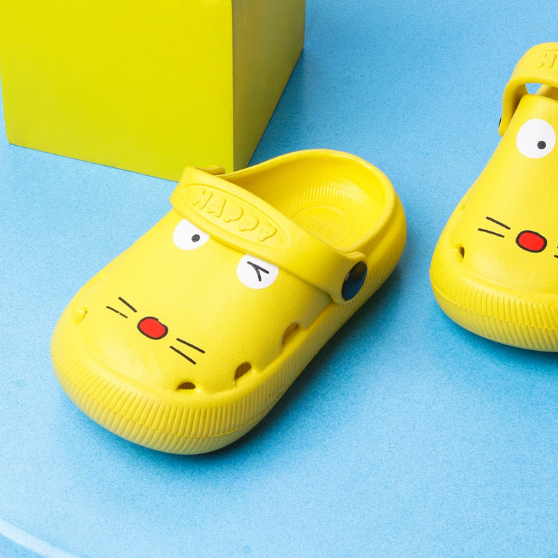 Happy kitty Kids Slippers (Yellow) - waseeh.com