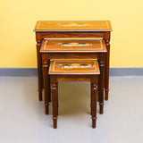Sunset Art Living Lounge Drawing Room Nakshi Tables (Set of 3) - waseeh.com