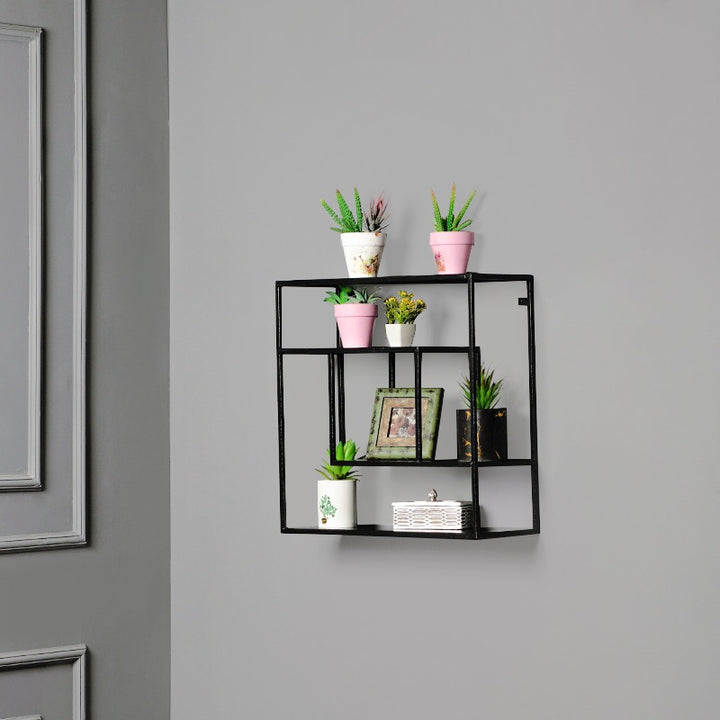 Wall-Mounted "Square Shaped" Floating Metal Storage Shelve Frame Decor - waseeh.com