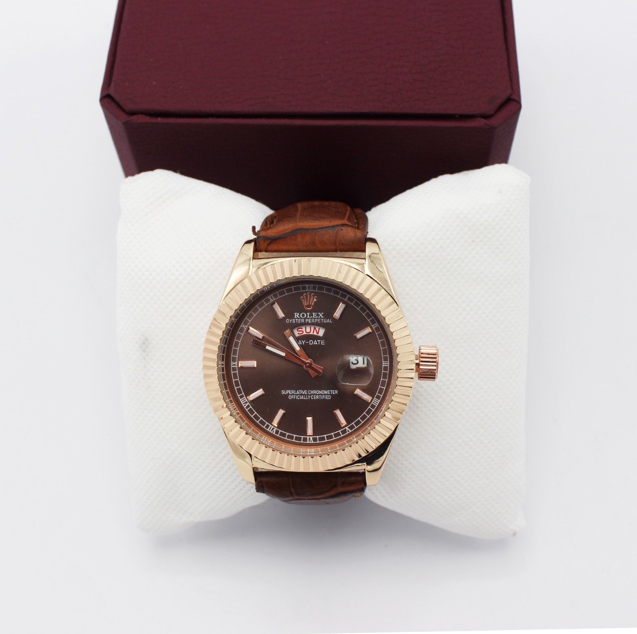 Rolex Leather - Brown Strap Watch for Men - waseeh.com