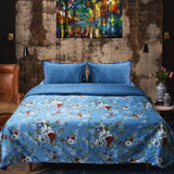 Cotton satin Bedsheet (Blue Floral)