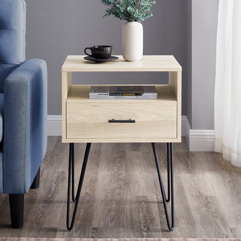 Rustic Living Lounge Center Side Hairpin Table (Birch Touch) - waseeh.com