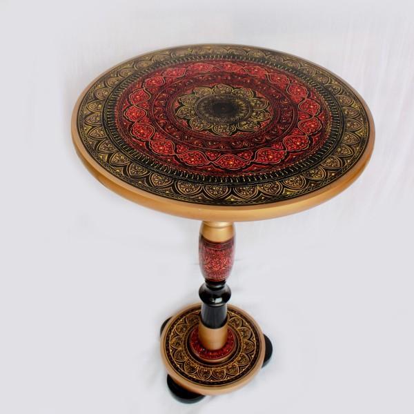 Nakshi Art Wooden Table (Red and Yellow) - waseeh.com