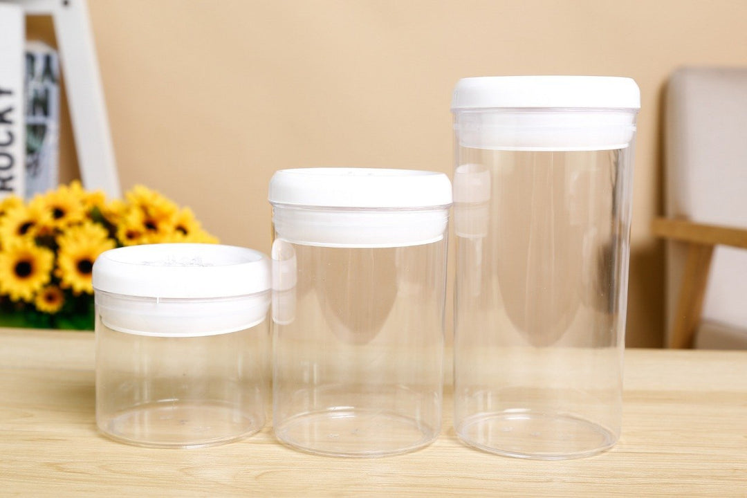 Acrylic Glass Jars with Lid - BPA Free - Pack of 3 | kitchen item | Waseeh Pakistan