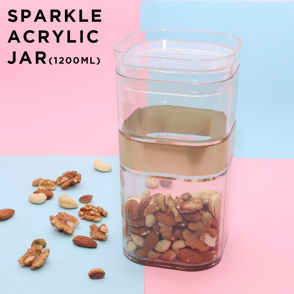 Sparkle Acrylic Glass Jars(Pack of 3) - waseeh.com