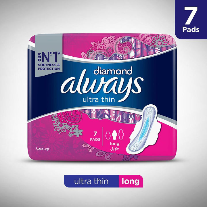 Always Diamonds Ultra Thin Sanitary Pads, Long, Single Pack | Mix &amp; Match | Waseeh Pakistan