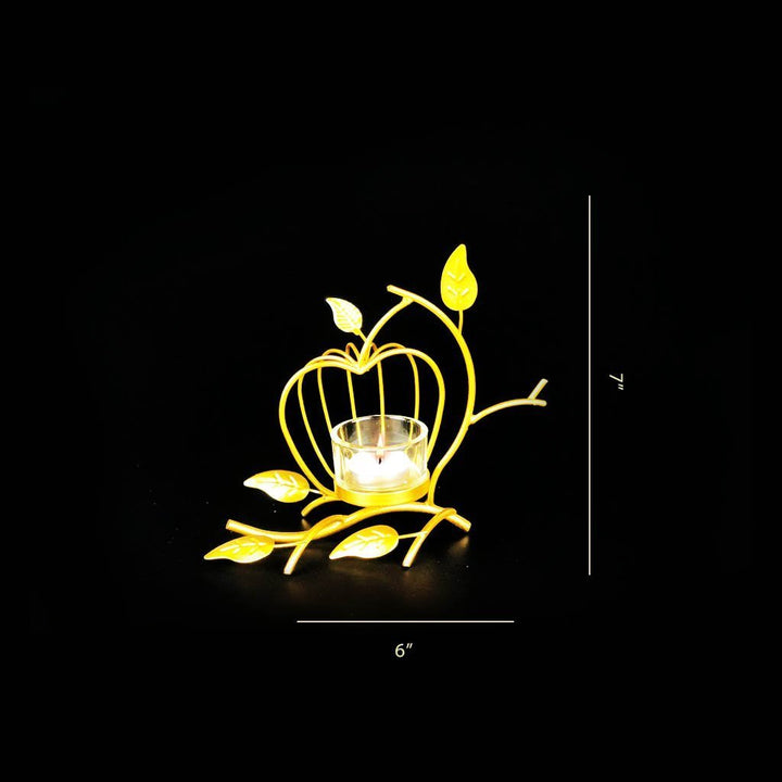 Apple Cage Metal Golden Candle Stand with Glass Pot | Home Décor | Waseeh Pakistan