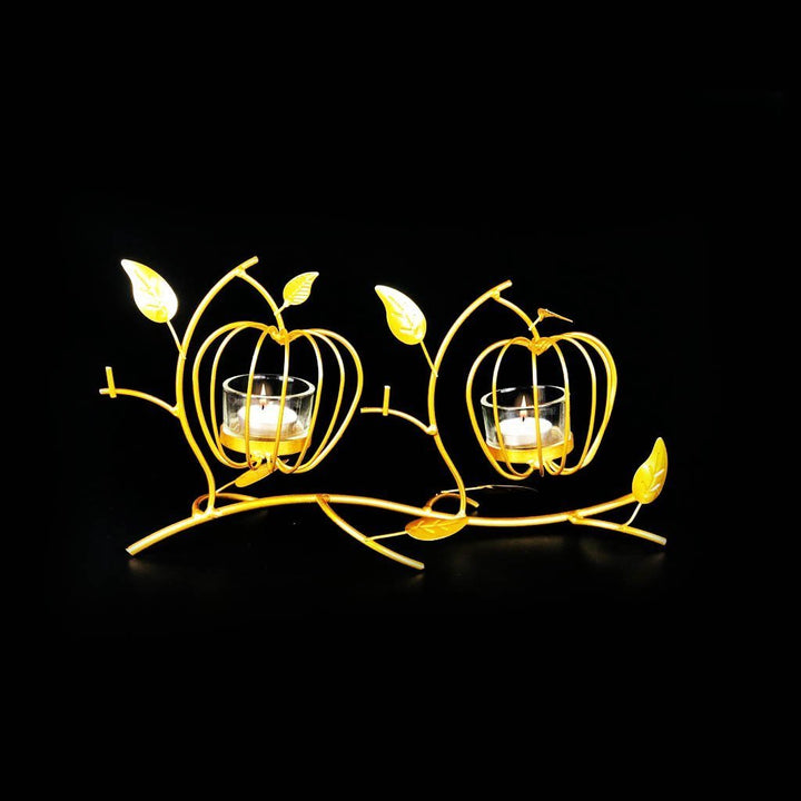 Apple Cage Metal Golden Candle Stand with Glass Pot | Home Décor | Waseeh Pakistan