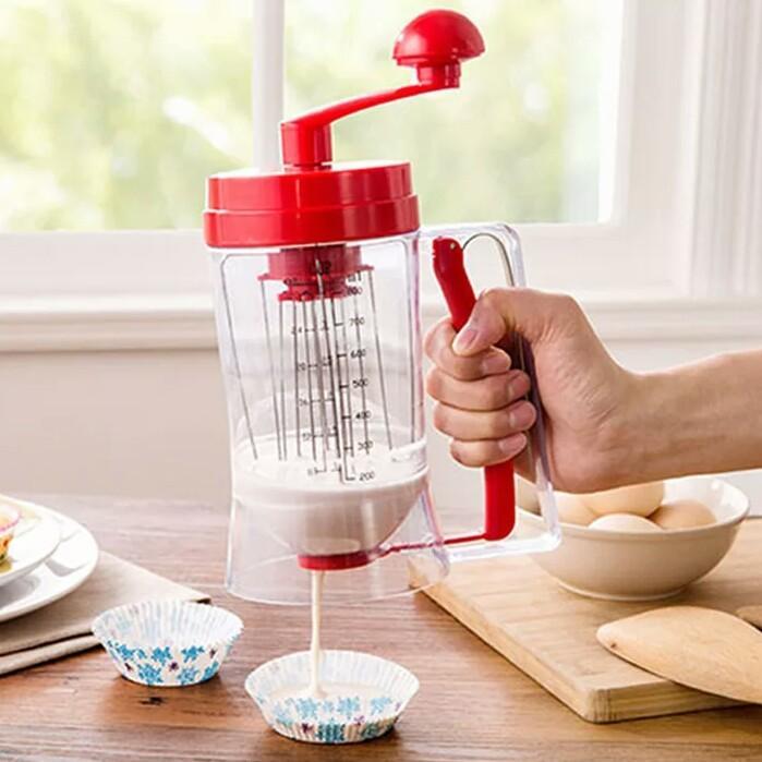 Bakeware 3-in-1 Manual Mixer Batter Dispenser for Cupcakes Muffin Cake Waffles Pancake Machine with Measurement Cookie Tools 010 | kitchen item | Waseeh Pakistan