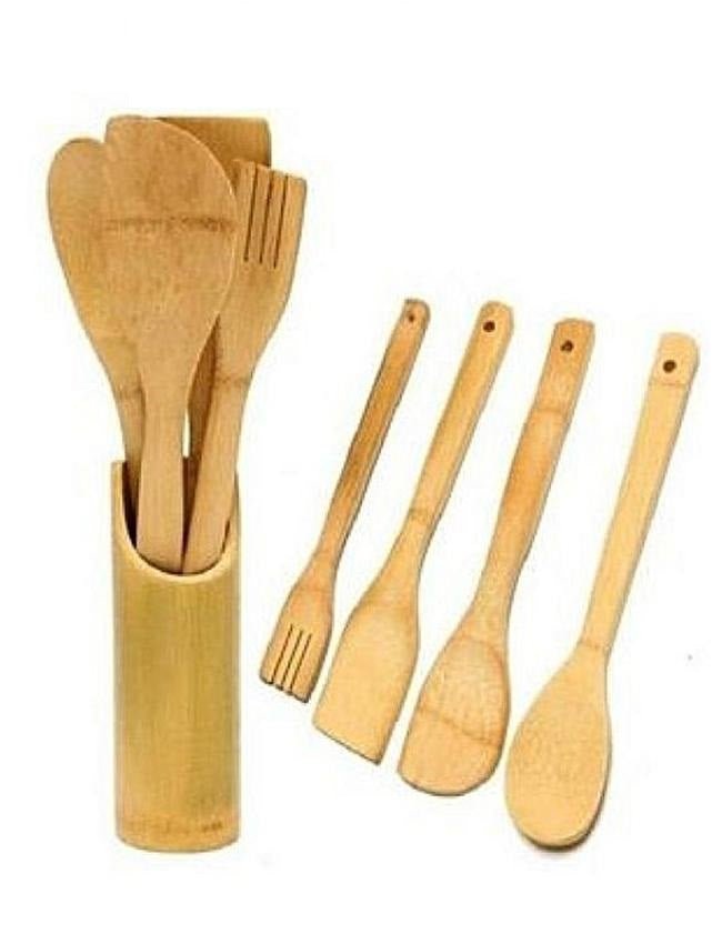 Bamboo Spoon Utensils (7 Pcs) | kitchen item | Waseeh Pakistan