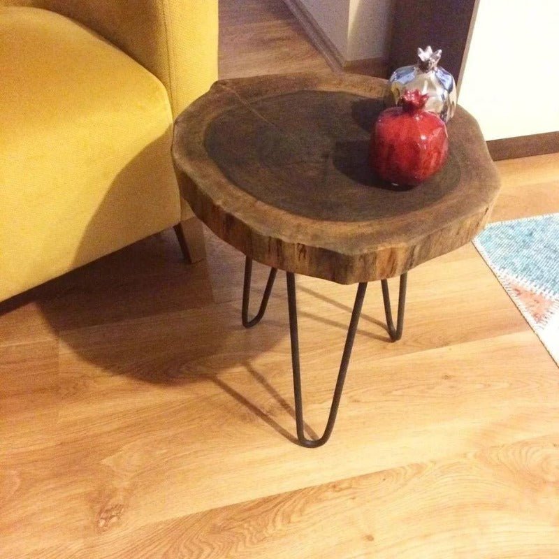 Billet Wooden Log Hairpin Bedside Centre Lounge Table | Furniture | Waseeh Pakistan