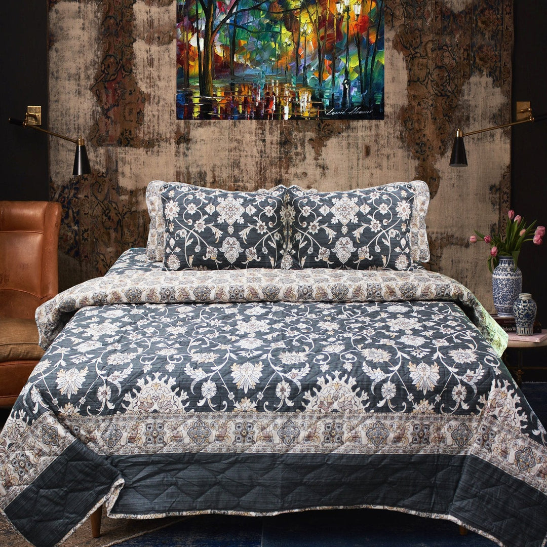 Black Beauty - Cotton Bed Spread Set - 6 pc | Home Décor | Waseeh Pakistan