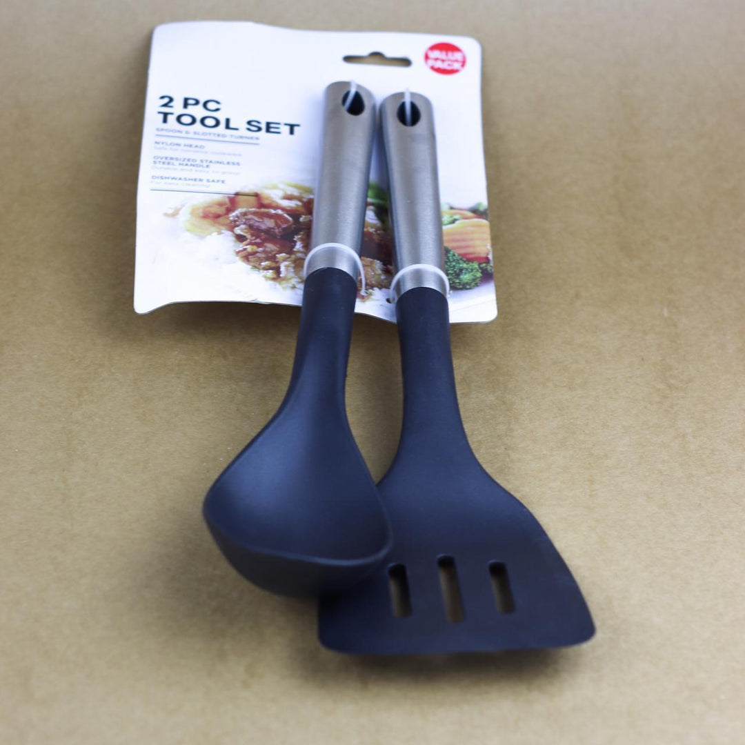 Black silicon cooking spoon pair(Pack of 2) | kitchen item | Waseeh Pakistan