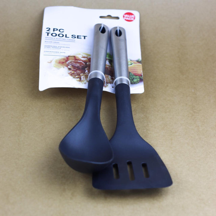 Black silicon cooking spoon pair(Pack of 2) | kitchen item | Waseeh Pakistan