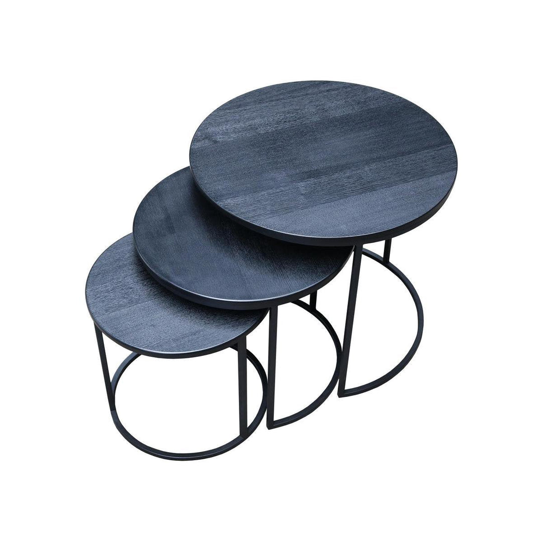 Blackish Side Roundy Lounge Living Room Center Nesting Tables (Set of 3) | Furniture | Waseeh Pakistan