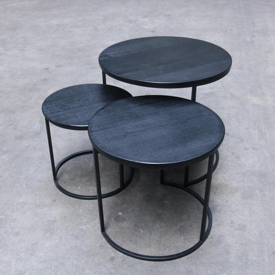 Blackish Side Roundy Lounge Living Room Center Nesting Tables (Set of 3) | Furniture | Waseeh Pakistan