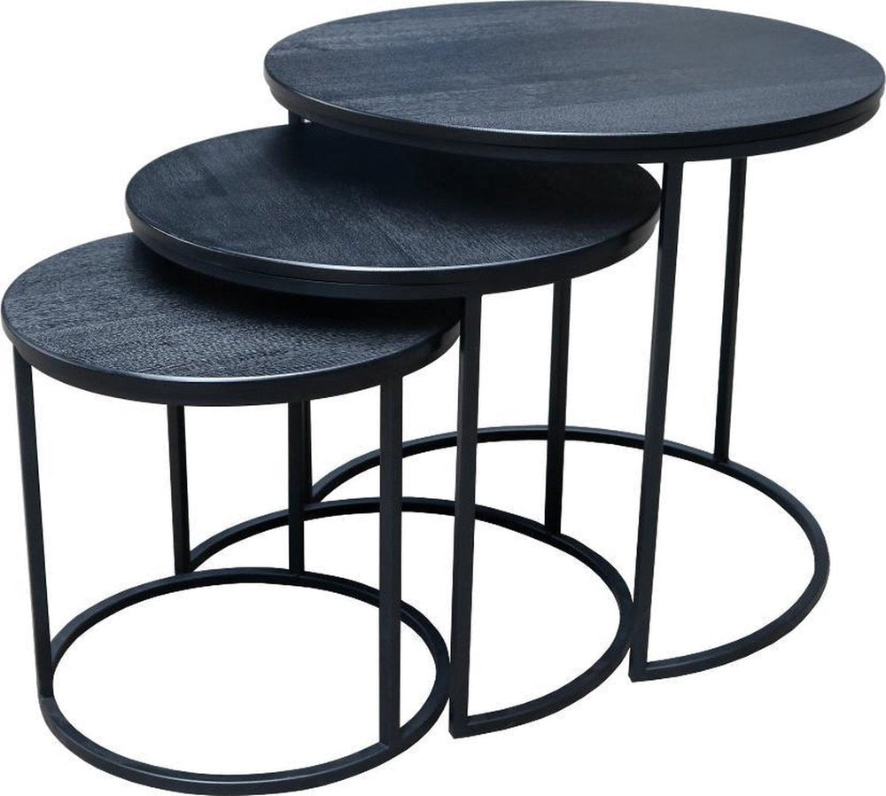 Blackish Side Roundy Lounge Living Room Center Nesting Tables (Set of 3) | Furniture | Waseeh Pakistan